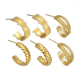 Hoop Earrings 1Pair Stainless Steel Gold Colour Chains Circle For Women Round Hollow Classic Hoops Ear Ring Fashion Jewellery Party