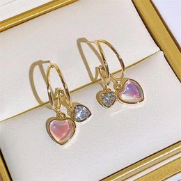 Dangle Earrings Korean Fashion Colourful Love Pendant For Women Double-layer Aurora Laser Earring Luxury Jewellery Gift Pendientes Mujer