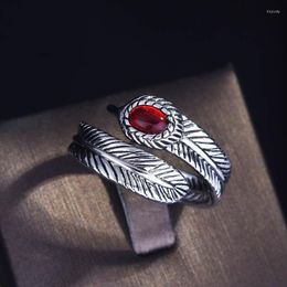 Wedding Rings 2023 Trend Vintage Feather Adjustable Ring Punk Stacking Geometry Jewellery For Women Christmas Party Birthday Gifts