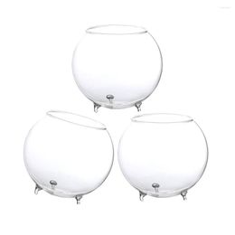 Vases 3Pcs Dia 10cm Clear Ball Glass Vase Bottle Terrarium Containers DIY Table Flowers Transparent Wedding Garden Decor