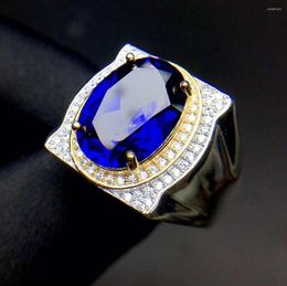 Cluster Rings Sapphire Man Ring 925 Sterling Silver Wholesales Fine Jewellery Gem Stone 10 14mm