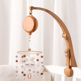 Rattles Mobiles DIY Baby Crib Bed Bell Holder Arm Toy Imitation Wood Grain Infant Bed Decoration Toys Rotating Music Box Nut Screw Arm Bracket 230216