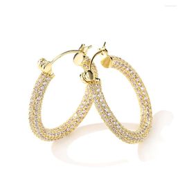 Hoop Earrings Uilz Luxury Cubic Zirconia For Women Gold Colour Micro-inlaid Earring Elegant Classic Ear Shiny Jewellery Gift