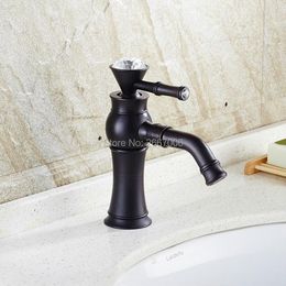 Bathroom Sink Faucets GIZERO Black Faucet Basin Mixer Crystal Single Handle Solid Brass Water Tap GI635