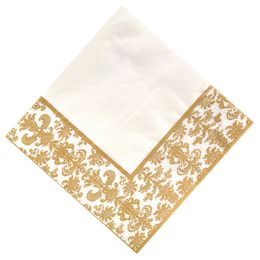 Disposable Flatware 100pcs Gold Printing Napkin Tissue Paper Printed Napking for Restaurant and el Golden White 230216