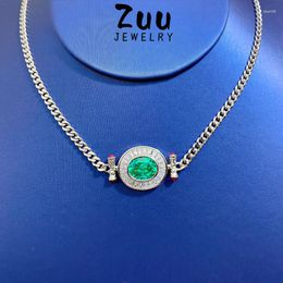 Chains 2023 Classic 925 Sterling Silver Emerald High Carbon Diamond Jewel Cuban Necklace Pendant Fine Jewelry