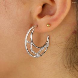 Hoop Earrings 2023 Christmas Gift Jewelry Cz Moon Moonlight Crescent Moons Earring Gold Silver Color