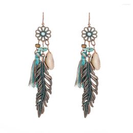 Dangle Earrings Antique Vintage Bohemian Ethnic Tassel Fringe Leaf Stones For Women Girls Anniversary Wedding Party Jewelry Charms