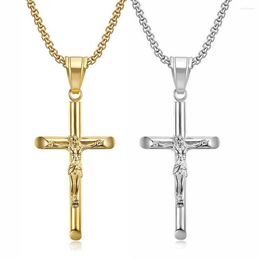 Chains Hip Hop Jesus Christ Cross Stainless Steel Pendant Necklace Punk Men Women Collares Statement Fashion Jewelry Party Gift