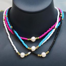 Pendant Necklaces 10Pc Colourful Beads Pearls Necklace Handmade Jewellery Gold Custom Named Jewerly Fashion 21144
