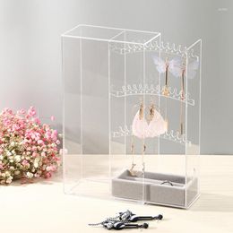 Jewellery Pouches High-grade Acrylic Earring Display Stand Organiser Holder Necklace Studs Storage Clear Organiser Box Rack