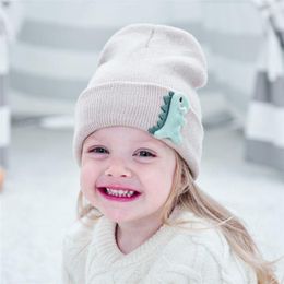 Berets 1-4Years Embroidery Pattern Warm Hip-Hop Knitted Winter Hat Baby Beanie Bonnet For Boys Girls