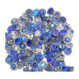 Charms Colorf Rhinestone Snap Button Blue Red Pink White Zircon Jewellery Findings 18Mm Metal Snaps Buttons Diy Bracelet Jewellery Dro Dhivv