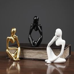 Decorative Figurines Objects & Thinker Statue Abstract Figure Sculpture Small Ornaments Resin Modern European Style Office Crafts Home Decor