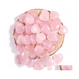 Stone 20X8Mm Natural Rose Quartz Crystal Heart Chakra Healing Reiki Gemstone Home Decor Diy Gift Drop Delivery Jewellery Dhxia