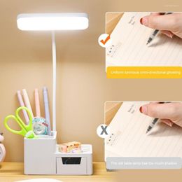 Table Lamps LED Desk Lamp Dimmable Flexible Hose High Brightness Illumination Rechargeable 2-in-1 Eye-caring Reading With Pen Holder