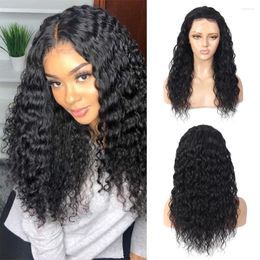 13x4 Curly Lace Closure Front Human Hair Wigs With Baby Frontal Wig Pre Plucked 360 Black Women Remy Water Wave