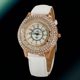 Wristwatches Fashion Rhinestone Beads Watch Wristwatch Women Watches 5-Color Quartz Dial Couple Leather Luxury Relogio Masculino Love