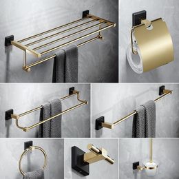 Bath Accessory Set Bathroom Accessories Shelf Towel Rack Paper Holder Toilet Brush Ranger Brass Gold BlackBath Hardware Sets