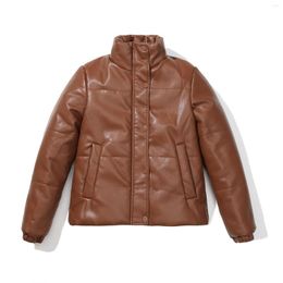 Women's Jackets Women Flannels Faux Leather Jacket Motorcycle Coat For Biker Bubble With Hood