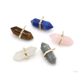 Charms Reiki Healing Pendum Hexagon Prism Crystal Natural Stone Quartz Pendant For Women Men Necklace Diy Finding Jewellery Drop Deliv Dheom