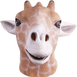 Party Masks Halloween Realistic Eco-friendly Latex Cute Animal Giraffe Head Costume Cosplay Funny 230216