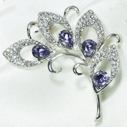 Brooches Elegant Crystal Rhinestone Flower Leaves Brooch Pins Breastpins For Women Clothing Decor Jewellery