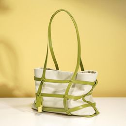 Waist Bags Women Canvas Shopping Shoulder Bag Genuine Leather 2 Set Composite Summer Designer Trend Tote S4599Waist WaistWaist
