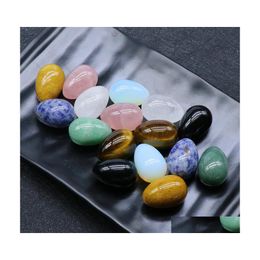 Stone Natural Egg Shaped 30Mm Small Rose Quartz Amethyst Tigers Eye Chakras Healing Crystal Ornaments Drop Delivery Jewellery Dhxan