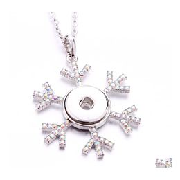 Pendant Necklaces Fashion Snowflake Crystal Snap Button Necklace 18Mm Ginger Snaps Buttons Charms For Women Jewelry Drop Delivery Pen Dh87J