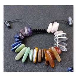 Charm Bracelets Seven Chakra Healing Stone Bracelet Women Men Braided Woven Meditation Energy Beads Jewellery Drop Delivery Dhqul