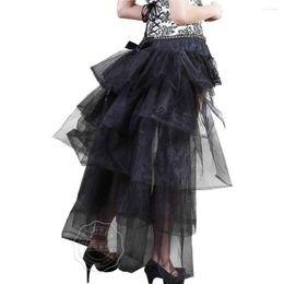 Skirts Sexy Long Tail Expansion Ball Lace Gown Court Saias Stage Performance Mesh Tulle Skirt Trailing Pleated Tutu Jupe Faldas