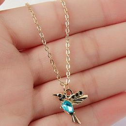 Pendant Necklaces Crystal Animal Hummingbird for Women Fashion Jewellery Gold Colour Chain Birds Choker Collares Joyeria Mujerpendant