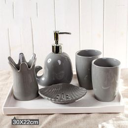 Bath Accessory Set Nordic Minimalist Ceramic Bathroom Wash Melamine Tray- Creative Animal Couple Toothbrush And Mouthwash Cup Five-Piece