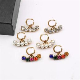 Shiny Colourful Diamond Stud Earring Pearl Letter Earrings Women Designer Earrings Brand Charm Earring Rhinestone Korean Charm Studs