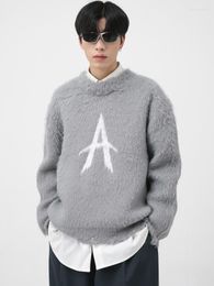 Men's Sweaters SYUHGFA Men's Wear Sweater 2023 Autumn Winter Personality Loose Korean Vintage Kintted Round Collar Pullover