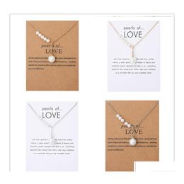 Pendant Necklaces Dogeared Necklace With Gift Card Pearl Of Love White Beads For Women Gold Sier Colour Link Fashion Jewellery Drop Del Dh0Dw