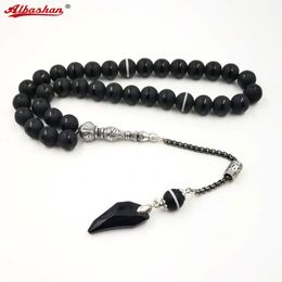 Charm Bracelets Crystal Tasbih and agates tassel style Black Muslim prayer beads 33 66 99Misbaha Islam Rosary Islamic gift 230215