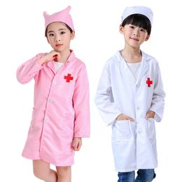 Other Toys Kids Doctor Nurse Uniforms Fancy Role Play Costume for Girl Boys Nurse Doctor Cross Coat Children Cosplay Party Toys Set Outfits 230216