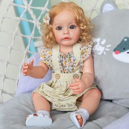Dolls NPK 55CM FUll body Silicone Reborn Toddler Girl Princess SueSue Handdetailed Paiting Rooted Hair waterproof Toy for Girls 230216