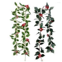 Decorative Flowers Simulation Christmas Plant Vine Wall Hanging Red Berry Soft Rattan Dress Up Twine Festival Atmosphere Layout Home