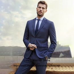 Men's Suits Blazers Fashion Navy Blue Mens Suit Slim Fit Notched Lapel Formal Business Blazer Wedding Groom Tuxedo Costume Homme 2 Piece Jacket Pant 230216
