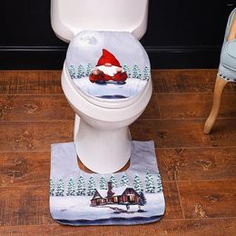 Toilet Seat Covers Color Elongated Rug U Shape Christmas Decorations Xmas Bathmats For Bathroom Nonslip Set Mint Bath Mat