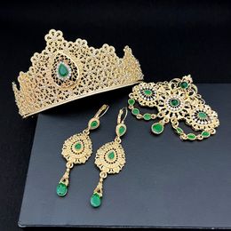 Wedding Hair Jewelry Traditional Moroccan Tiaras Crown In Gold Plating Water Drop Accessories for Bridal Ethnic Couronne De Mariage 230216