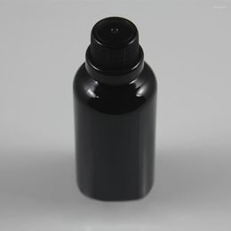 Storage Bottles High Quality 50ml Black Glass Bottle With Tamper Evident Lid 50cc Empty Essential Oil Containers For Sale