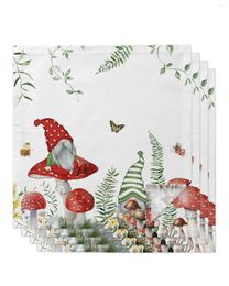 Table Napkin Spring Mushroom Wildflower Dwarf Set Wedding Banquet Cloth Soft Tea Towels Dinner Handkerchief