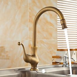 Bathroom Sink Faucets Antique Copper 360 Rotated Kitchen Dish Basin Faucet Mixer Tap Brass And Cold Whosale