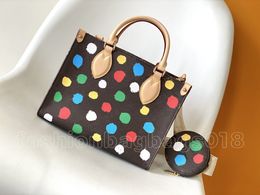 2023 X YK SPEEDY BANDOULIERE Womens Totes Bag Leather Colourful Infinity Dots Painted Crossbody Messenger Bags Onthego Shoulder Bags Ladies Monograms Pouch Wallet