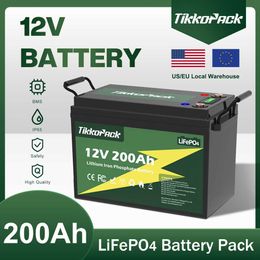 TIKKOPACK 12V 200Ah LiFePO4 Battery Pack Lithium Iron Phosphate Batteries Built-in BMS 4S 200A For RV Boat Solar Storage No Tax