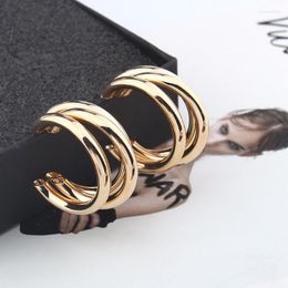 Hoop Earrings Trendy Fashion Metal Elegant Earring Woman 2023 Vintage Gold Colour Korean Statement Accessories